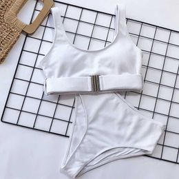 New Sexy Solid Swimwear Women High Waist Bikini Set 2021 Push Up Swimsuit Female biquini Brazilian Bathing Suit Beach Swimming Y0820