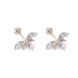 Daisy flower earrings Jewellery Crystal Rose Gold Silver Ear Jackets High Quality Leaf Ear Clips Stud Earrings For Women