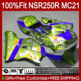 Injection For HONDA NSR250R MC21 PGM3 NSR250 103HC.219 green flames NSR 250 R NSR 250R 90 91 1992 1993 NSR250RR 1990 1991 92 93 OEM Fairing