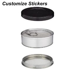 Eighth Ounce (3.5g) SELF-SEAL TINS 73*23mm Cali pressitin tuna Tin Candry Herb Clear Peel Off Lid black Cover Smell proof Customise Stickers