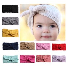 Kids Girl Headband Bunny Ears Knitted Headband Solid Colour Knot Turban Baby Headwrap Ear Warmer Fashion Hair Accessories 12 Colours BT4791