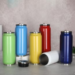 new500ML Cola Can Bottle Stainless Steel Vacuum Flask Creative Coke Cans Outdoor Vacuum Insulated Mug Cup With Lids EWD6509