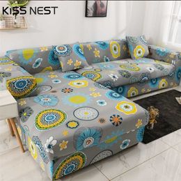 Printed Sofa Cover Elastic Chaise Lounge Living Room 1 2 3 4 Seater Adjustable Protective L Shape Couch 211116