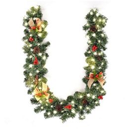 1.8/2.7M Artificial Christmas Fireplace Garland Wreath Pine Tree Ornament Gold/Pink/Blue/Red New Year Fireplace Navidad Decor Y200903