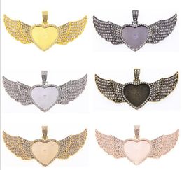 2021 20Pcs/Lot Factory Direct Sale Free Custom Jewellery Sublimation Heart Shape Angel Wings Necklace For Promotion Gifts