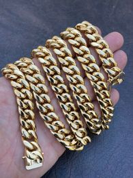 Mens Real Miami Cuban Link Chain 18k Gold Over Stainless Steel 30" WHOLESALE