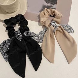 Women Fashion Big Bowknot Ribbon Elastic Hair Bands Beautiful Long Streamer Hair Ropes Girls Elegant Ponytail Holder Hair Ties