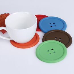 Round Coaster Heat-resistant Non-slip Water Bottles Pads Coffee Beverage Cu Placemat Waterproof Button Shaped Tea Coasters Mat