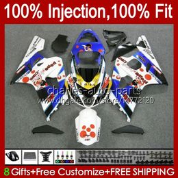 Injection Mould Body For SUZUKI GSXR 750CC 600CC 750 600 CC 2004-2005 43No.73 GSXR-750 GSXR600 GSXR750 K4 2004 2005 GSXR-600 GSX-R750 04 05 OEM Fairing Kit Pepephone white