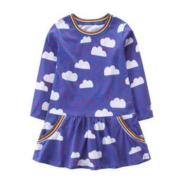 Princess Christmas Girls Dresses Tutu Party Cotton Clothing With Cloud Print New Design Children Girls Fashion Holiday Dresses 210317