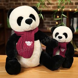 stuffed animal panda bear UK - Cartoon Panda with Scarf Plush Doll Stuffed Animal panda Bear Plush Toys for Children Kawaii Soft Pillow Baby Gifts New Year
