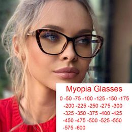 Sunglasses Feminine Optical Myopia Glasses Vintage Brand Design Clear Cat Eye Blue Light Blocking Women Eyeglasses Degree 0 To -6.0