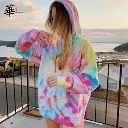 Rainbow Hoodies Women Sweatshirt Oversize Tie Dye Hoodie Streetwear Pullover Spring Autumn Casual Women Sweatshirts Hoddies Tops 201109