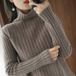 Осень зима женщин вязаная водолазка кашемировой свитер 2020 тонкий пуловер джемпер с длинным рукавом Tops X0721