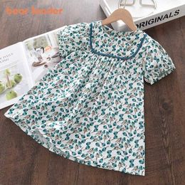 Bear Leader Summer Girls Casual Dresses Kids Baby Flowers Print Costumes Floral Party Birthday Princess Vestidos 2-7 Years 210708