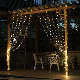 garden decorations for weddings UK - Christmas Decorations 3x3m LED Icicle String Lights Fairy Garland Outdoor Home For Wedding Party Curtain Garden Decoration