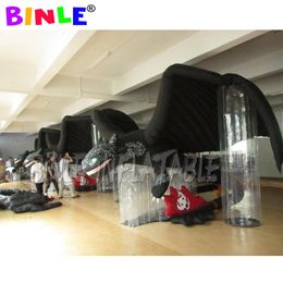 3m 5m Giant Black Inflatable Toothless Dragon With Transparent supports For Event Decoration
