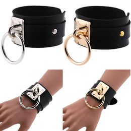 costume jewelry bracelets UK - Charm Bracelets PU Leather Wristband Bracelet Cuff Goth Metal Armbands Gothic Punk Women Men Emo Cosplay Jewelry