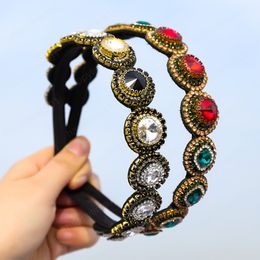 Fashion Flannel Multi-layer Round Rhinestone Geometric Headband for Women Hair Accessories