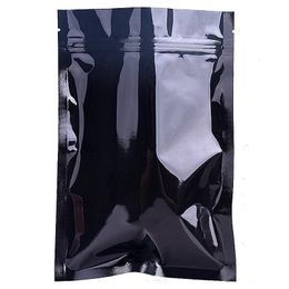 7x10cm Glossy BlackAluminum Foil Zip Pack Bag Food Grade Resealable Mylar Zipper Pack Pouch Self Sealing Storage Package Bags for Snack