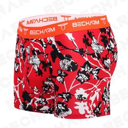 Underpants Becharm Men's Panties Boxers Shorts Printing Red Large Size Set Men Male Briefs Boxer Man Sexy Clothing Short Homme