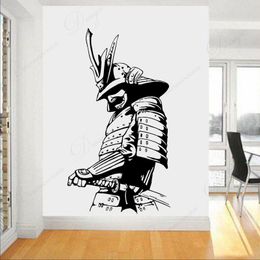 Japanese Samurai Asian Warrior Fighter Sword Wall Stickers Vinyl Home Decor For Living Room Bedroom Decals Removable Murals 4364 210308