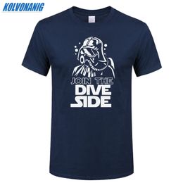 JOIN THE DIVE SIDE DARK Underwater Funny Printed T Shirt Cotton Short Sleeve O-Neck Men's Clothing Brand Top Tee-Shirt Plus Size 210317