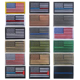 US Flag Tactical Military Patches Party Favour Gold Border American Flags Lron On Patches Applique Jeans Fabric Sticker For Hat Badges