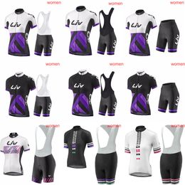 LIV Summer Women Cycling Jersey Set MTB Bike Shirt bib shorts suit Racing Clothes Riding Garment Bicycle Top And Short ropa ciclismo Y210310