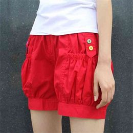 Candy Colours Women's Summer Short Pants Girls High Waist Bloomers s Black Solid Harem Beach Casual Wear 210714