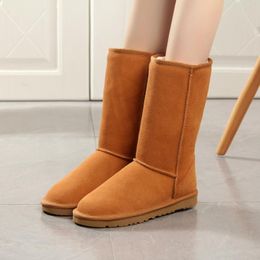 Boots Women Snow Thick Velvet Warmth Winter Cotton Shoes Ladies Comfortable Mid-Calf Flat Non-slip High Woman