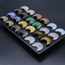 30MM Crescent Moon Statue Natural Crystal Stone Colorfull Mascot Meditation Healing Reiki Gemstone Gift Collection and Home Decor