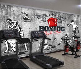 Custom photo wallpaper 3d gym murals wallpaper Modern cement wall boxing fighting wrestling gym tooling background wall papers home decor