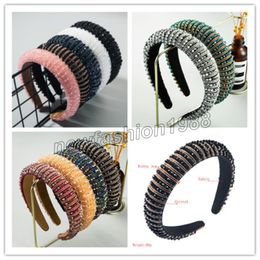 Women's Full Crystal Rhinestone Sponge Embellished Padded Headband Girl Handmade beaded Hairband Jewelled Hair Accessories