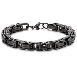 Masculine Style Stainless Steel Braid Link Bracelet for Men Black Color Polished 8mm 8.66 inch