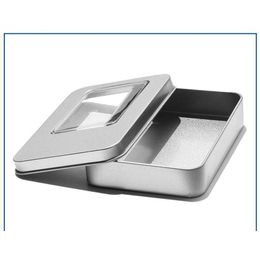 11.5x8.5x2.2cm Tin Container Storage Box Rectangle Metal Boxes With Window Packaging Transparent Gifts For Jewelry