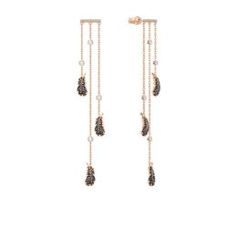 Brand 1:1 Mysterious and Elegant Black Diamond-studded Feather Tassel Irregular Earrings Exquisite Luxury Ladies Silver Jewellery