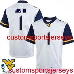 Stitched 2020 Men's Women Youth #1 Tavon Austin West Virginia Mountaineers White NCAA Football Jersey Custom any name number XS-5XL 6XL