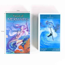 Tarot of Mermaids Cards Deck PRISMA version TAROTCard Game 78 with Guidebook Divination English and Spanish Edition Toy saleAHEY