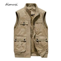 DIMUSI Men's Vest Autumn Winter Fashion Cotton Fleece Warm Sleeveless Jackets Casual Outwear Thermal Waistcoats Mens Clothing Y1122