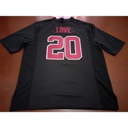 001 Stanford Cardinal Bryce Love #20 BLACK WHITE RED real Full embroidery College Jersey Size S-4XL or custom any name or number jersey
