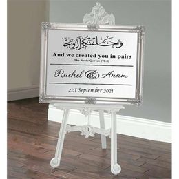 Welcome Sign Vinyl Sticker Created in Pairs Vinyl Islamic Arabic Mirror Board Stickers Decor Engagement Celebration Wall Decal 210929