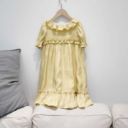 Summer Baby Girls Dress High quality ruffles collar solid yellow colour sweet baby girls holiday dress Q0716