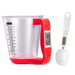 Measuring Cup Scale Electronic Kitchen Scales Digital Beaker Host Weigh Temperature Measurement Cups With LCD Disp 210927