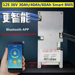Smart 12S 36V 30A 40A 60A BMS with bluetooth APP communication function for 36V Lifepo4 lithium battery pack