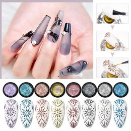 silver nails with glitter Canada - Nail Gel Meet Across 5ml Metallic Painting Polish Soak Off Uv Led Drawing Flower Gold Silver Glitter