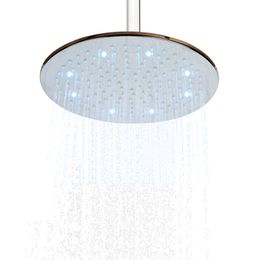 Chrome Polished 25X25CM Shower Head LED 3 Color Temperature Changing Bathroom Hoisting Top-end Shower Rainfall
