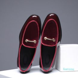 patent leather formal shoes men metal decoration shoes casual velvet loafers office shoes