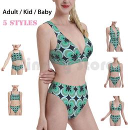 Women's Swimwear Sphere Swimsuit Bikini Padded High Waist Retro Vintage 1970 1960 Circle Blue Green Turquoise Aqua Navy Olive Grey Mint