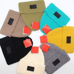Men Winter Beanie Brand Warm Beanies European American Double-Layer Folded Knit Women Woollen Hat 7 Colours